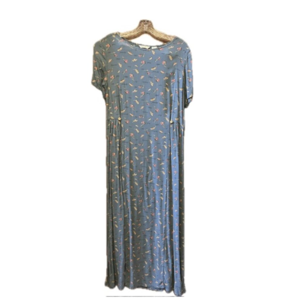 Eddie Bauer short sleeve blue maxi dress size S tall